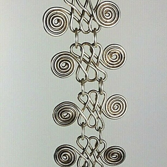 Nickel/Silvertone Ornate Hand Made Bracelet - Picture 8 of 12